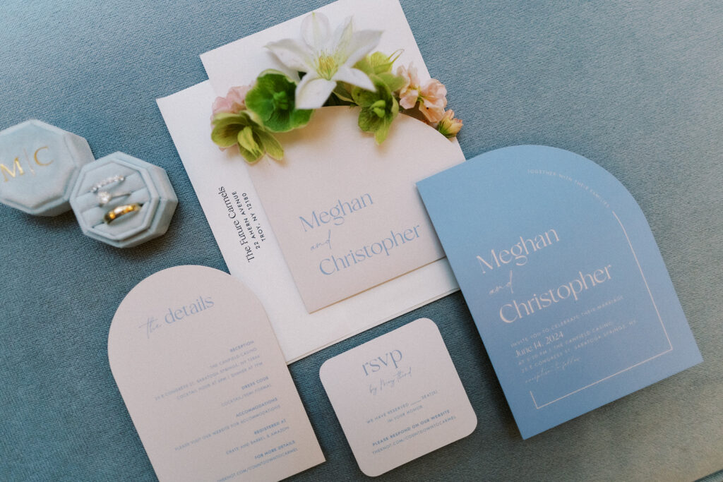 Beautiful blue invitation suite with florals 