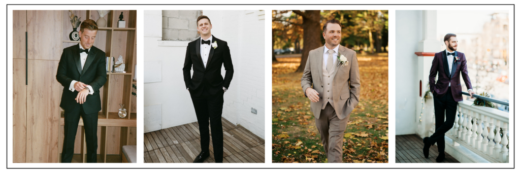 Advice for the groom on how to pose on wedding day. 